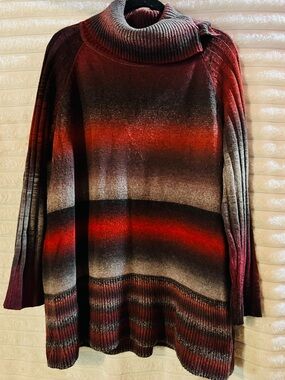 Parkhurst Ombre Turtleneck Sweater - Red, Gray, Black Womens XL